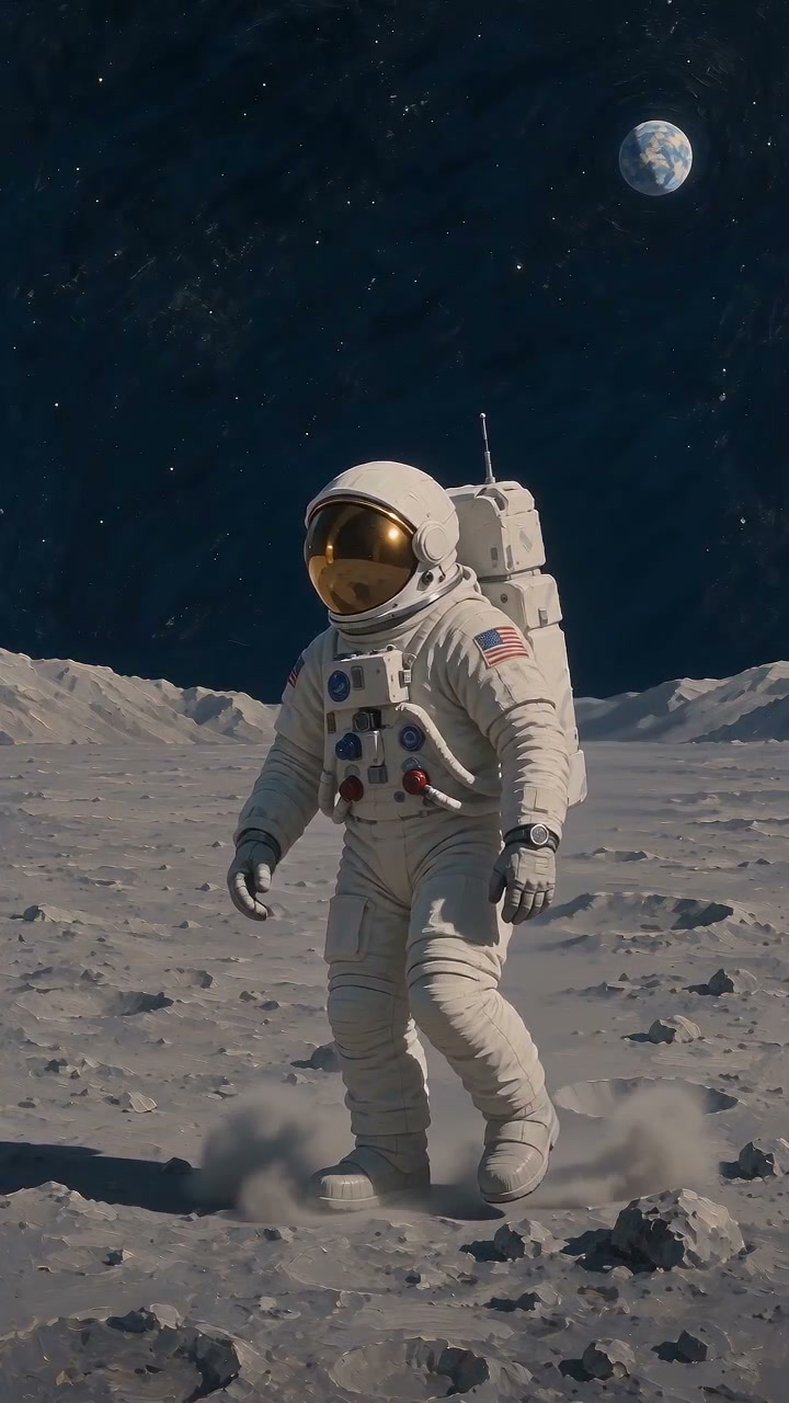 Ay’dan Önce filminden Ay yüzeyindeki astronot canlandırması